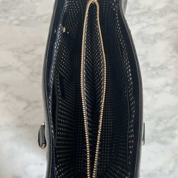Kate Spade Wellesley Quinn Black Patent Satchel Embossed Ace of ♠️ & NWT wallet - Picture 9 of 12